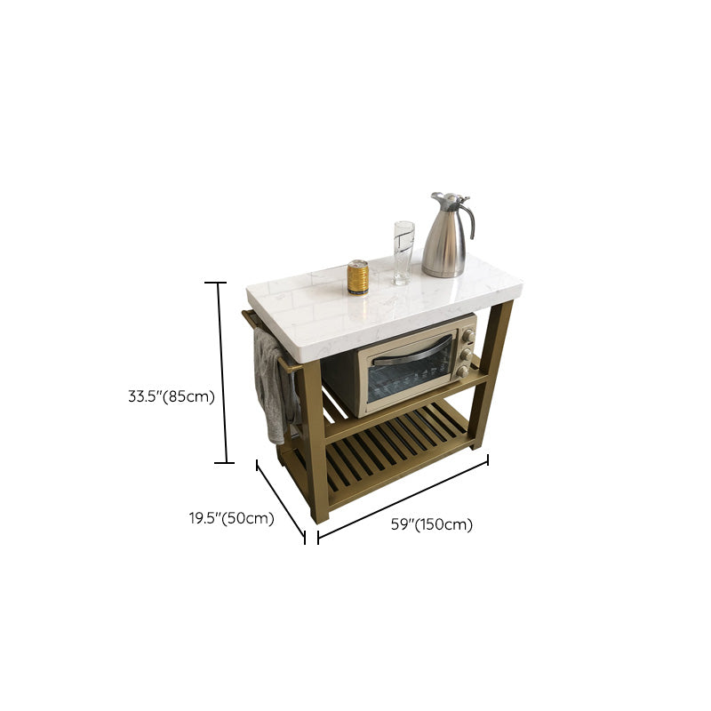 Home Dining Kitchen Island Table Modern Rectangular Iron Prep Table