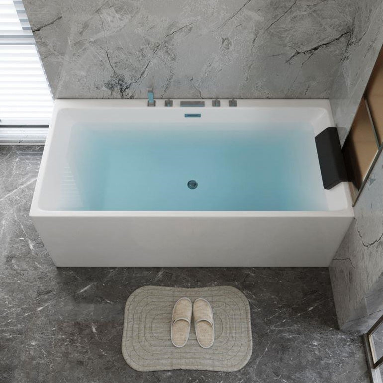 Modern Freestanding Rectangular Bath Acrylic White Soaking Bathtub