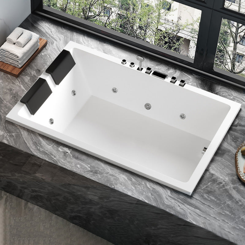 Rectangular White Bath Acrylic Modern Soaking Drop-in Bathtub