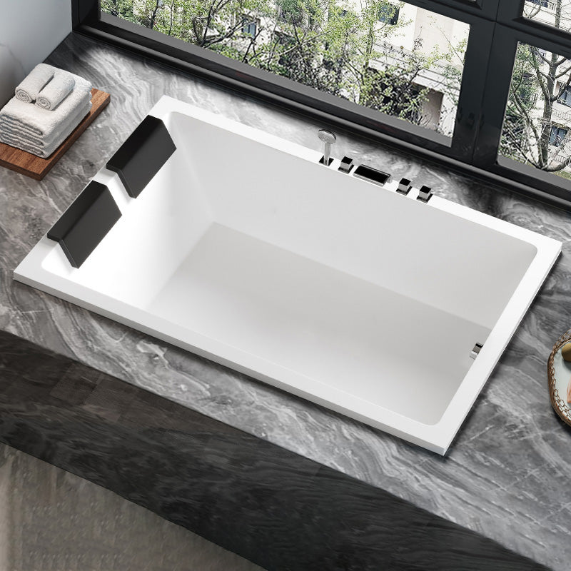 Rectangular White Bath Acrylic Modern Soaking Drop-in Bathtub