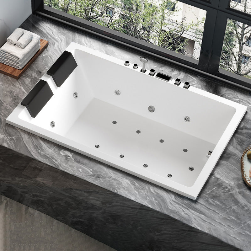 Rectangular White Bath Acrylic Modern Soaking Drop-in Bathtub