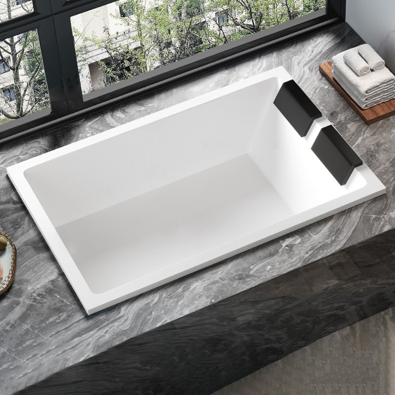 Rectangular White Bath Acrylic Modern Soaking Drop-in Bathtub