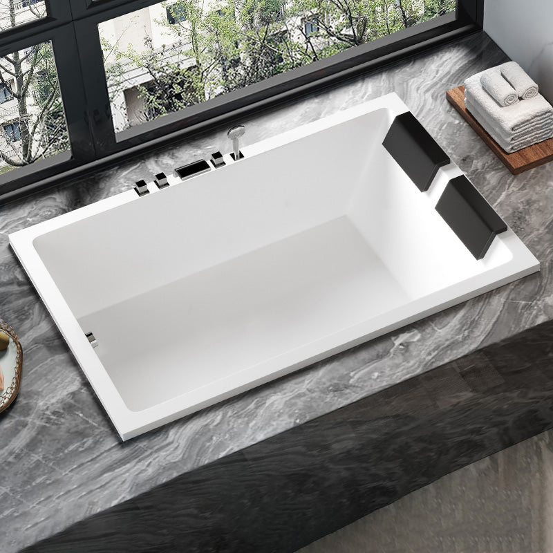 Rectangular White Bath Acrylic Modern Soaking Drop-in Bathtub