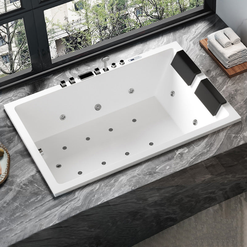 Rectangular White Bath Acrylic Modern Soaking Drop-in Bathtub