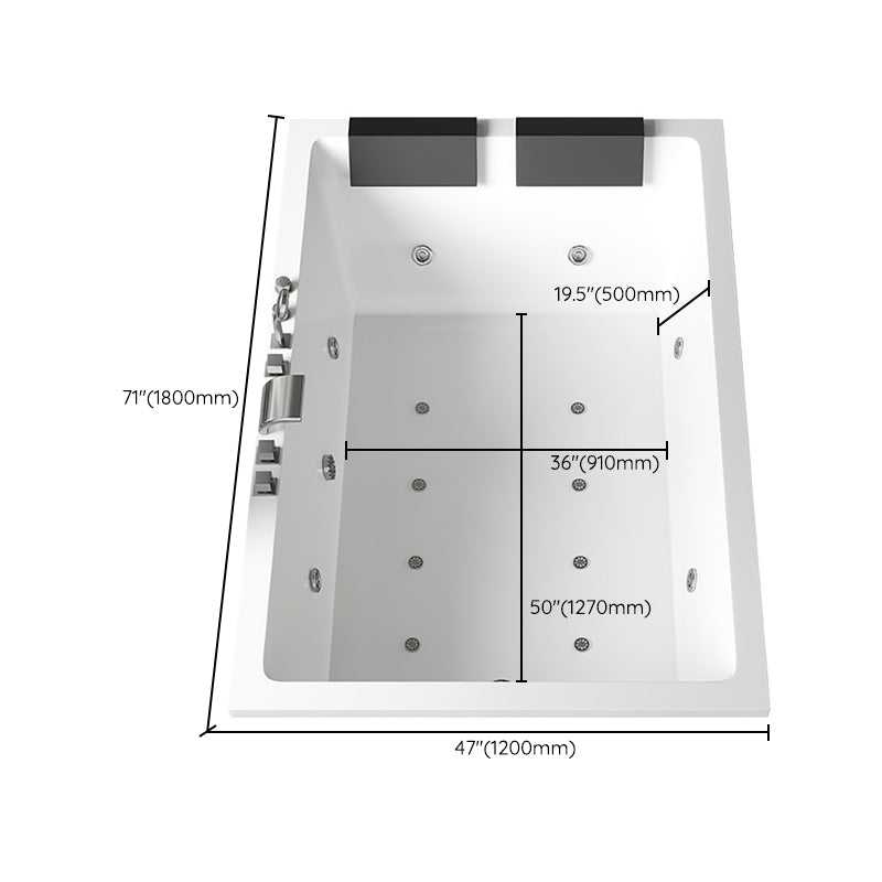 Rectangular White Bath Acrylic Modern Soaking Drop-in Bathtub