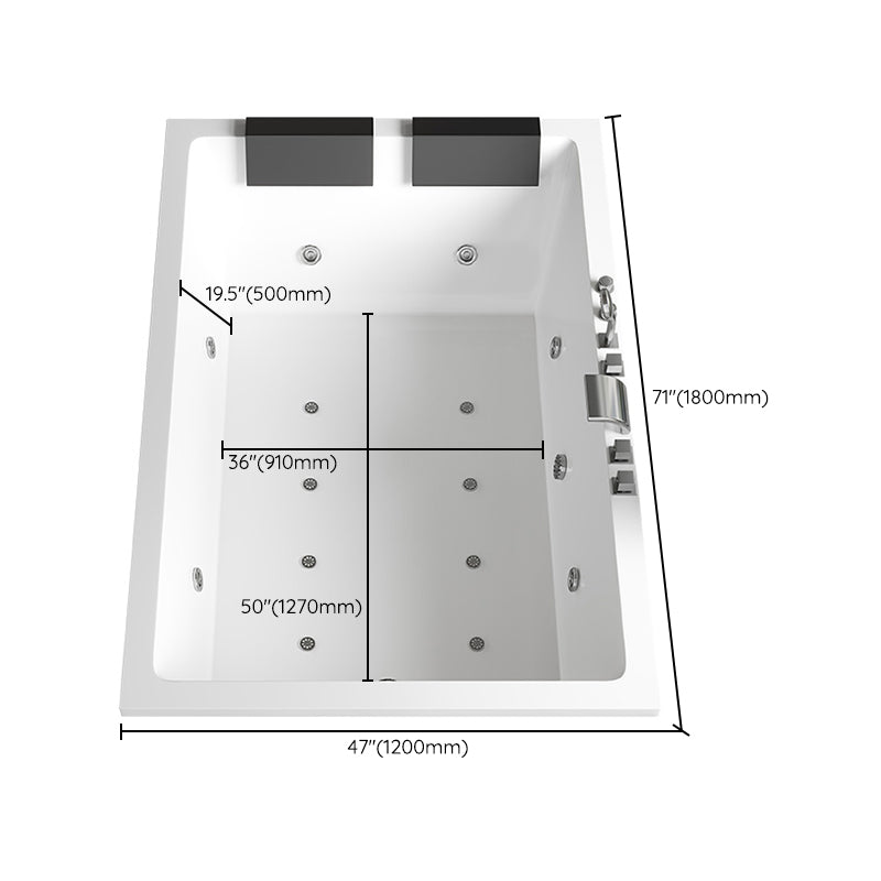 Rectangular White Bath Acrylic Modern Soaking Drop-in Bathtub