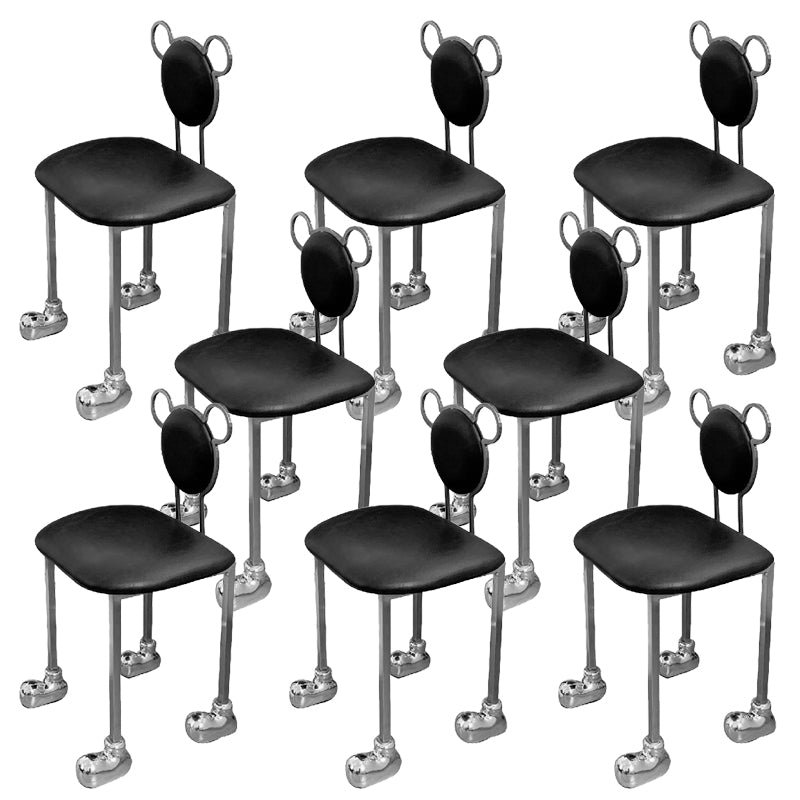 Upholstered Armless Chair Modern Style Dining Chair with Chrome Base