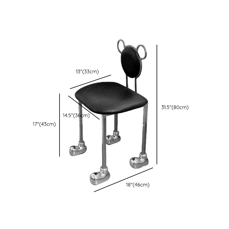Upholstered Armless Chair Modern Style Dining Chair with Chrome Base