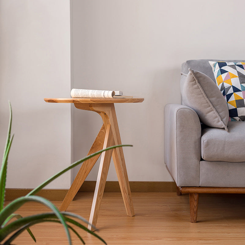 19" Wide Contemporary Corner Table Round Solid Wood Side End Table