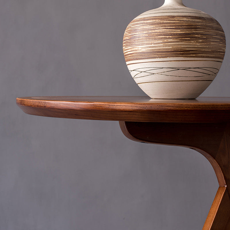 19" Wide Contemporary Corner Table Round Solid Wood Side End Table