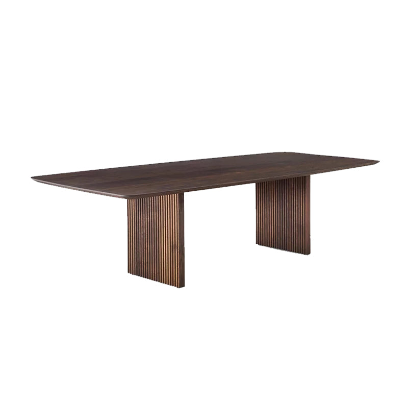 Matte Finish Dining Table with Double Pedestal Pine Wood Dinette Table for Kitchen