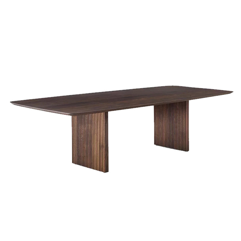 Matte Finish Dining Table with Double Pedestal Pine Wood Dinette Table for Kitchen