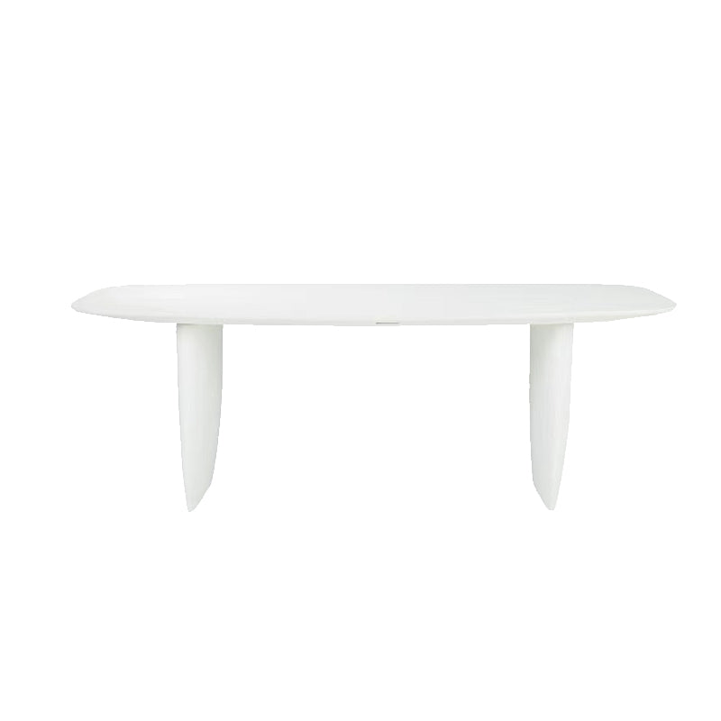 Rectangle White Indoor Dining Table Modern Dinette Table with Double Pedestal