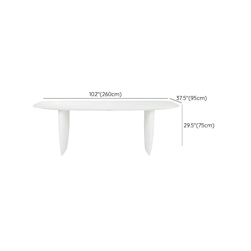 Rectangle White Indoor Dining Table Modern Dinette Table with Double Pedestal
