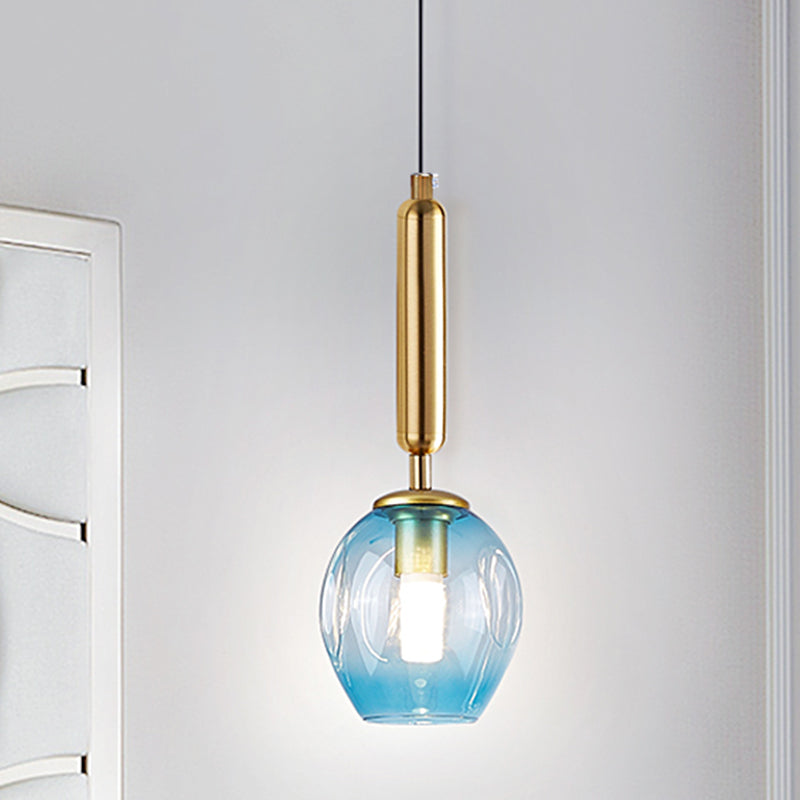 TULIP LEVILLE LEVILLAGE BLUE / FUMET GREN GREY VREILLE DIMPLE 1 LUMIÈRE LAMPE MODERNIST PRENDANT LE PRENDANT EN NOIR / OR