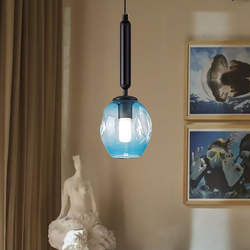 TULIP LEVILLE LEVILLAGE BLUE / FUMET GREN GREY VREILLE DIMPLE 1 LUMIÈRE LAMPE MODERNIST PRENDANT LE PRENDANT EN NOIR / OR
