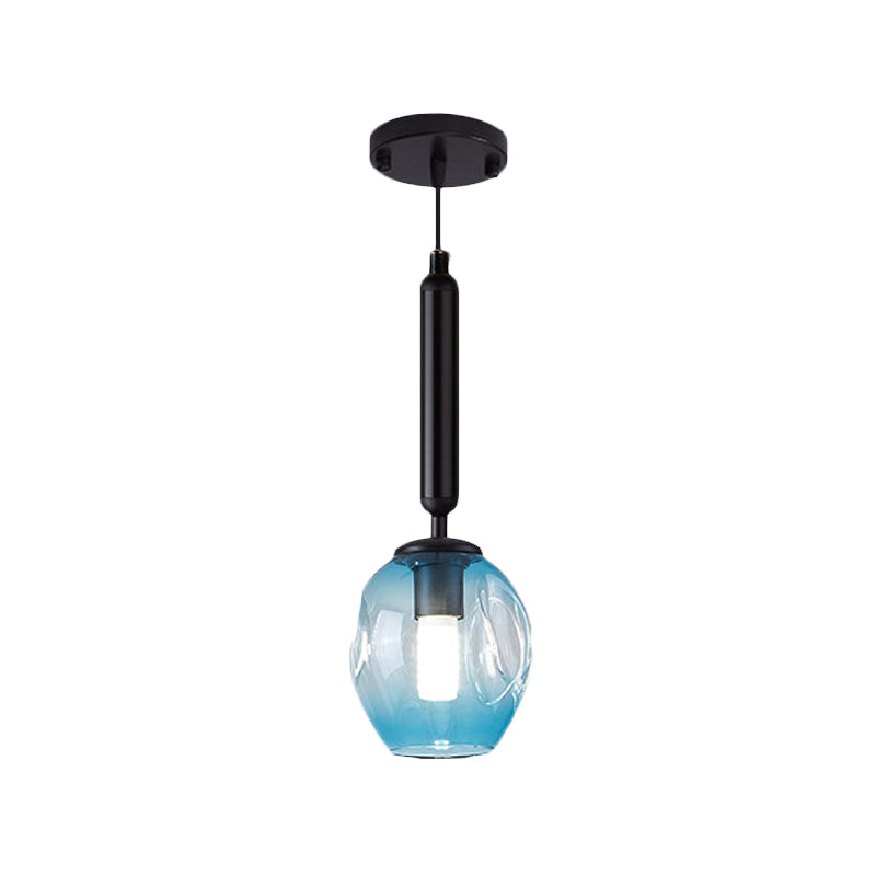 TULIP LEVILLE LEVILLAGE BLUE / FUMET GREN GREY VREILLE DIMPLE 1 LUMIÈRE LAMPE MODERNIST PRENDANT LE PRENDANT EN NOIR / OR