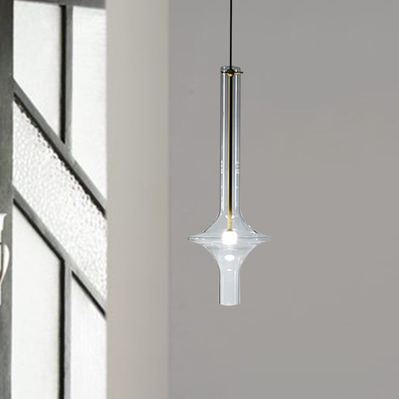 Clear Glass Wavy Tube Hanging Ceiling Light Minimalism 1 Head LED Suspension Pendant Lamp
