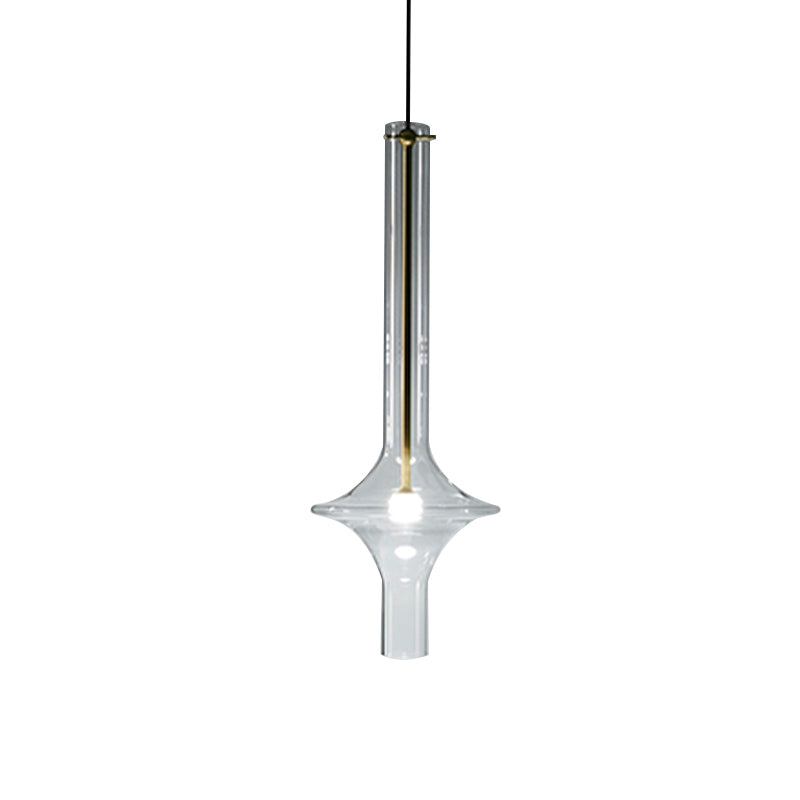 Clear Glass Wavy Tube Hanging Ceiling Light Minimalism 1 Head LED Suspension Pendant Lamp