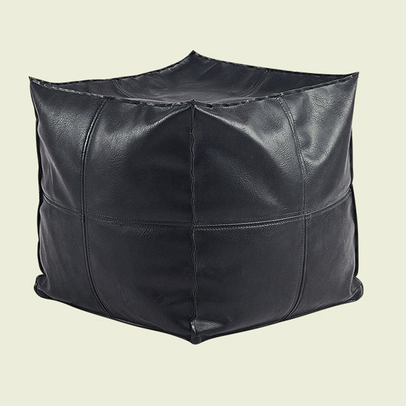 Modern Orange Pure Color Pouf PU Leather Water Resistant Pouf