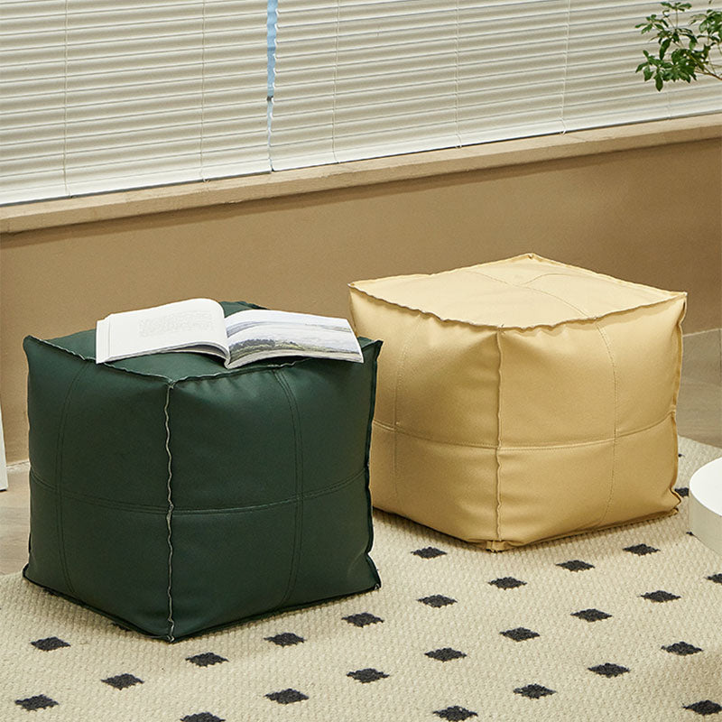 Modern Orange Pure Color Pouf PU Leather Water Resistant Pouf