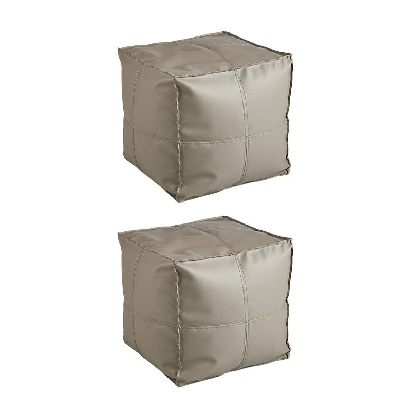 Modern Orange Pure Color Pouf PU Leather Water Resistant Pouf