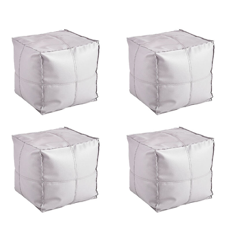 Modern Orange Pure Color Pouf PU Leather Water Resistant Pouf