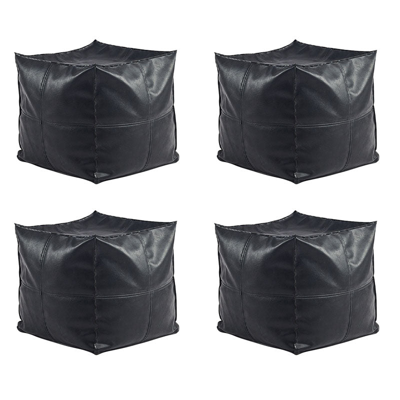 Modern Orange Pure Color Pouf PU Leather Water Resistant Pouf