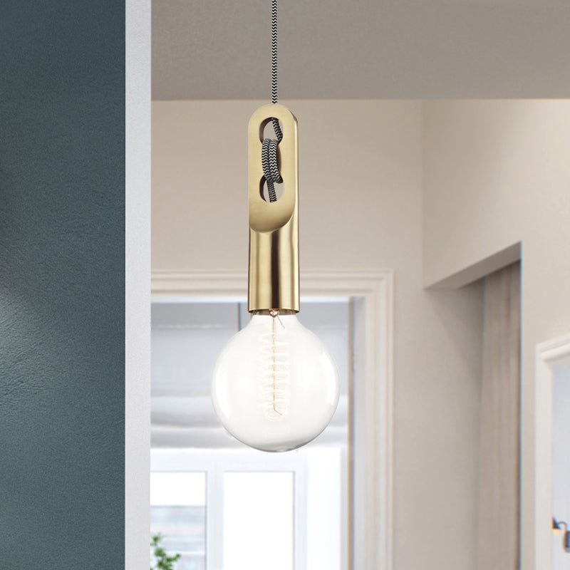 Gold Bulb Shape Suspension Light Vintage 1 Light Clear Glass Pendant Lamp with Hanging Rope