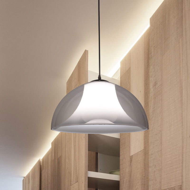 Black Semicircle Drop Pendant Light Simple 1 Bulb Clear Glass Ceiling Suspension Lamp