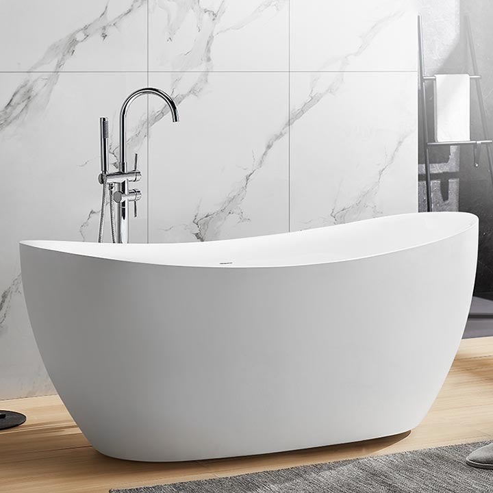 Modern Oval Freestanding Bathtub Acrylic Soaking White Center Bath