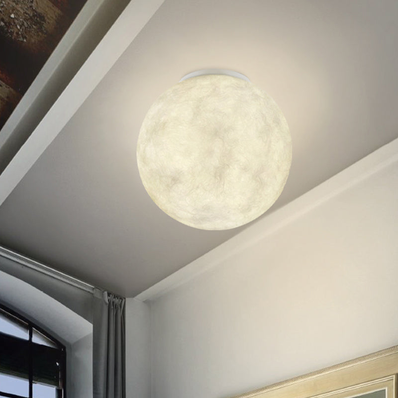 Ball Moon Glass Flush Mounted Light Modern 1 Light White Flush Ceiling Lamp Fixture for Balcony