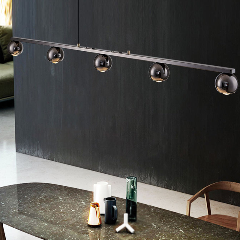 Contemporary Hanging Light Globe Island Light Fixture in Black for Dining Room