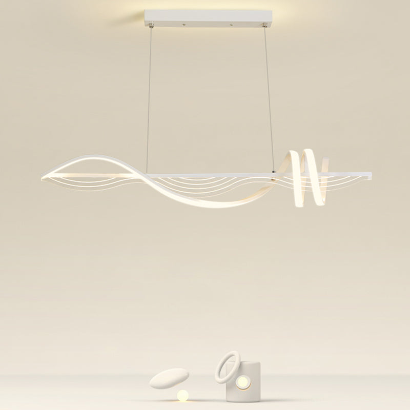 Strip Shape Island Lamp LED Island Hanging Lamp with Silica Gel Shade for Dining Room