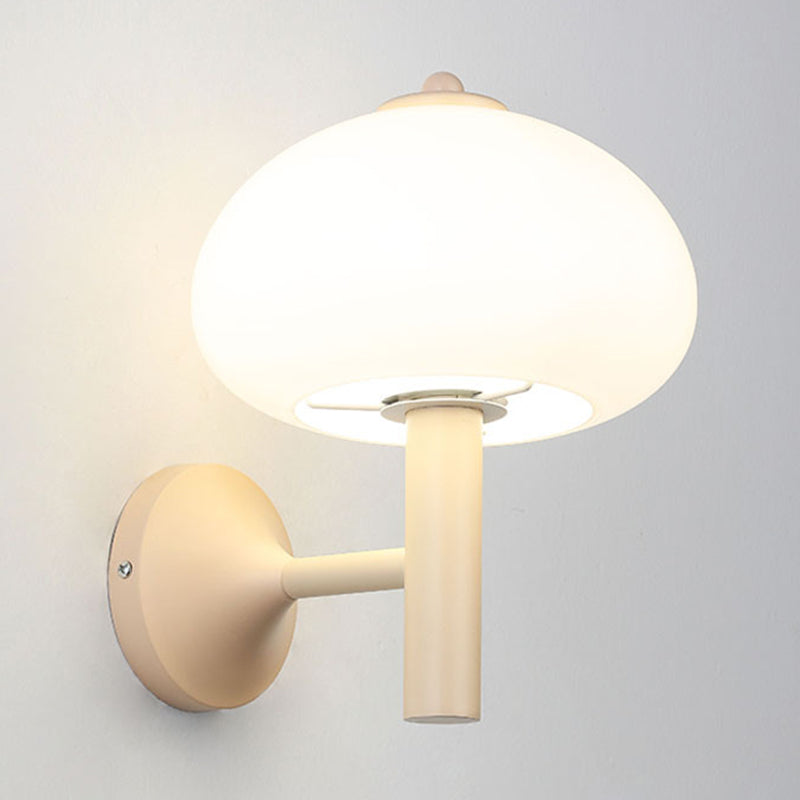 Modern Metal Wall Sconce Mushroom Shape Wall Light with Glass Shade for Living Room