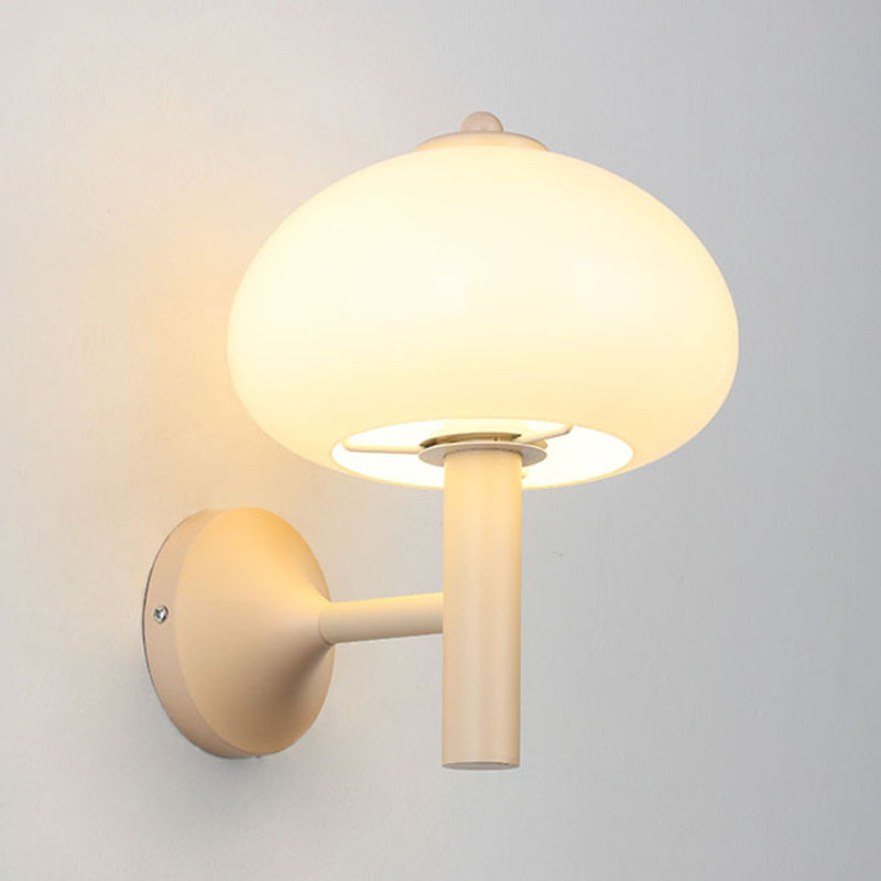 Modern Metal Wall Sconce Mushroom Shape Wall Light with Glass Shade for Living Room