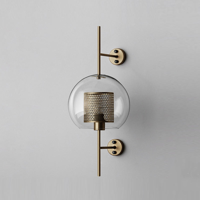 Iron Wall Armed Sconce Minimalist Clear Glass Shade Wall Lighting Fixture