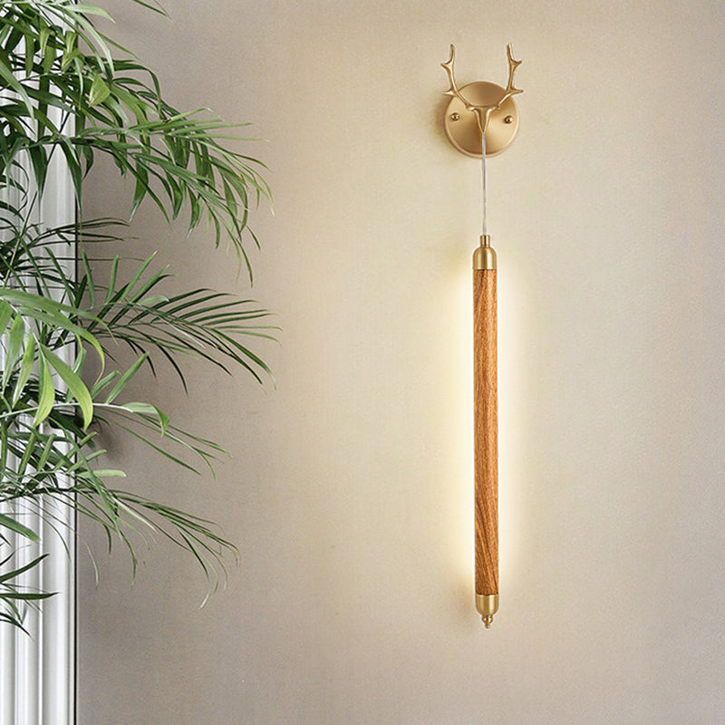 Modernism Wooden Shade Wall Lighting 1-Light Wall Mount Light for Foyer
