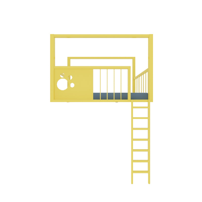 Open Frame Metal Beds Modernism Built-In Ladder High Loft Bed