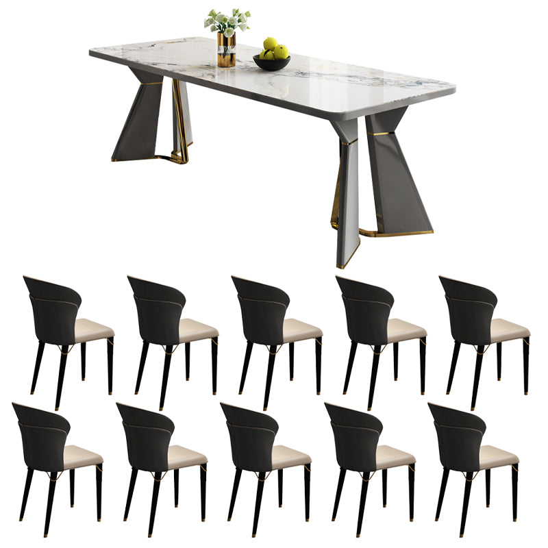 Modern Style Stone Furniture 5/7/9/11 Pcs Rectangle Shape Dinette Table with Dining Chair