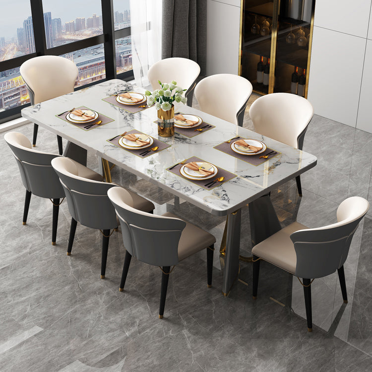 Modern Style Stone Furniture 5/7/9/11 Pcs Rectangle Shape Dinette Table with Dining Chair