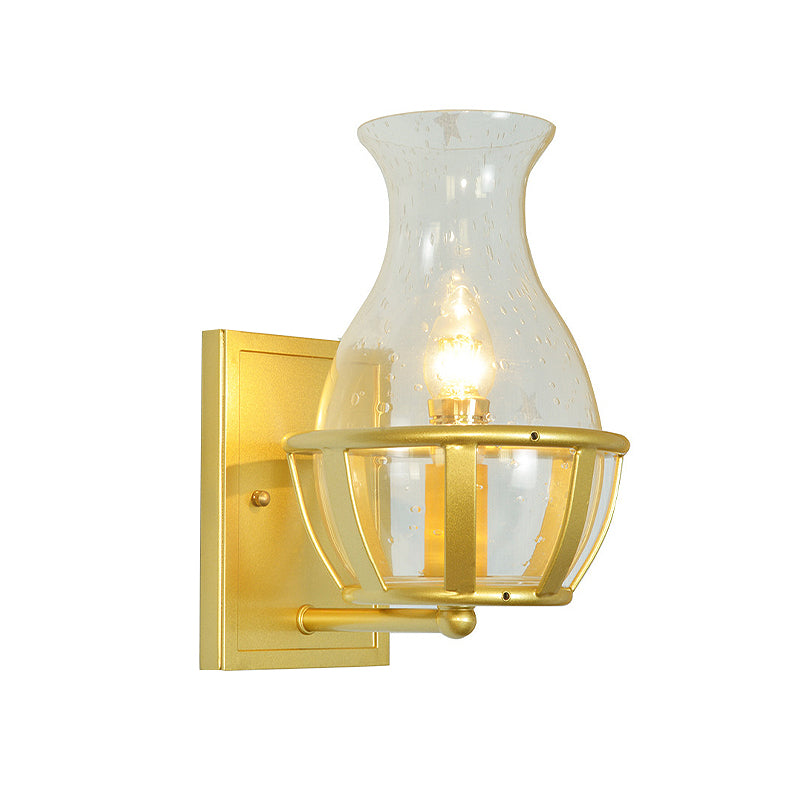 Vaas helder glazen sconce verlichtingsarmatuur postmodern 1 licht gouden wand gemonteerde lamp met mandbasis