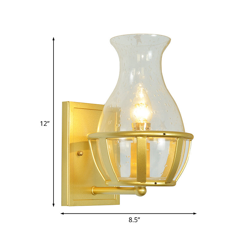 Vaas helder glazen sconce verlichtingsarmatuur postmodern 1 licht gouden wand gemonteerde lamp met mandbasis