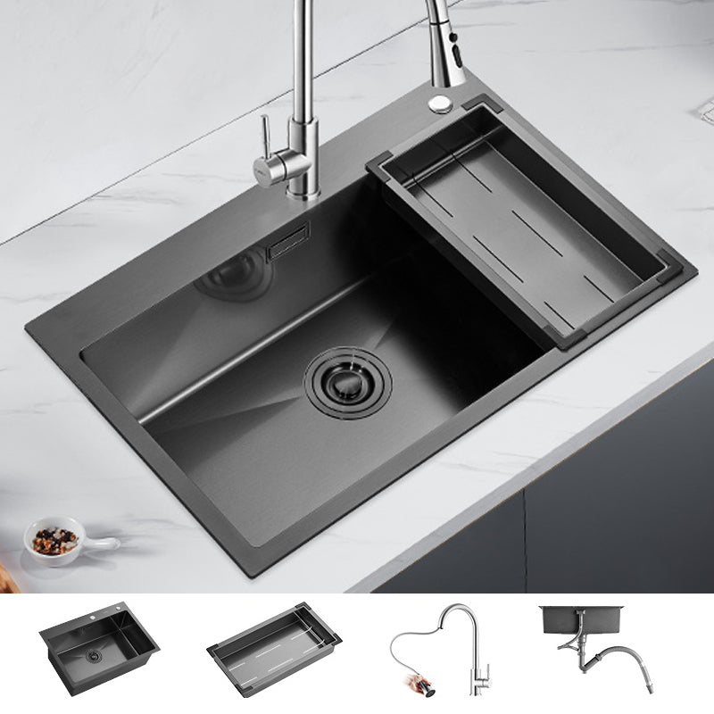 Soundproof Kitchen Sink Overflow Hole Design Drop-In Kitchen Sink with Faucet