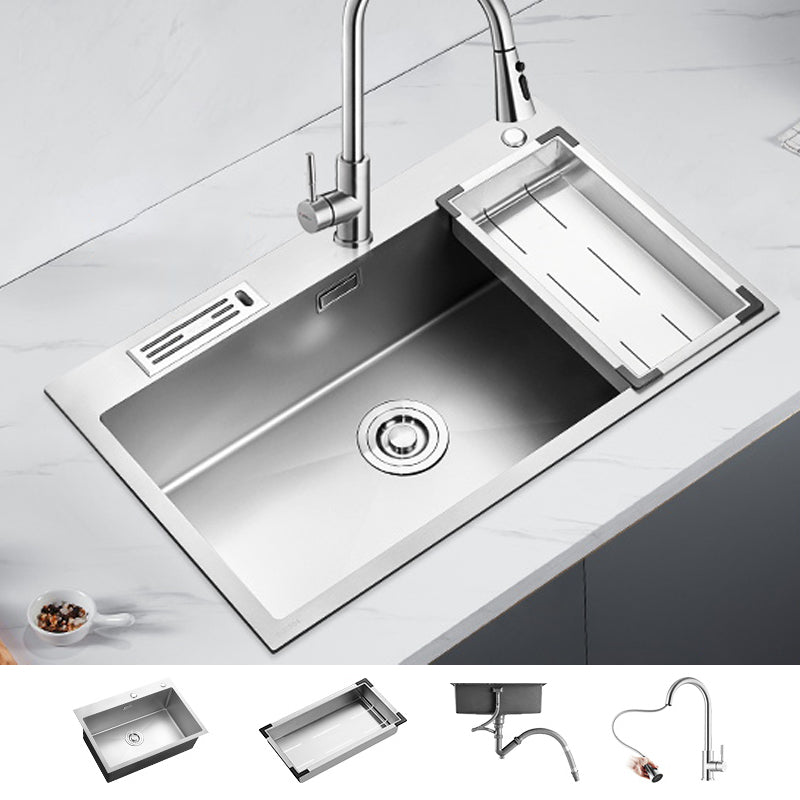 Soundproof Kitchen Sink Overflow Hole Design Drop-In Kitchen Sink with Faucet