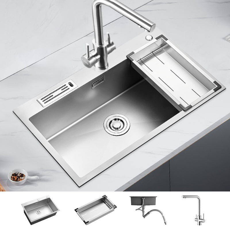 Soundproof Kitchen Sink Overflow Hole Design Drop-In Kitchen Sink with Faucet