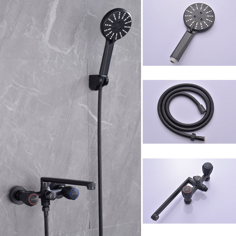 Modern Tub Faucet Trim Black Wall Mounted Swivel Spout with Handheld Shower