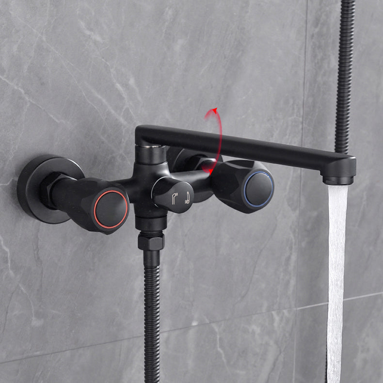 Modern Tub Faucet Trim Black Wall Mounted Swivel Spout with Handheld Shower