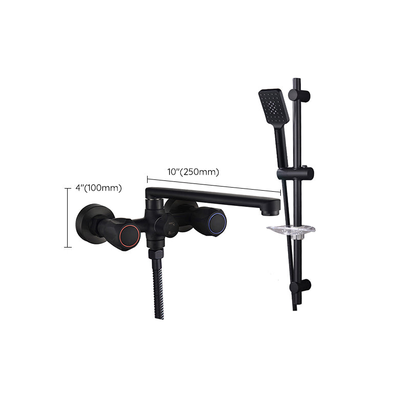 Modern Tub Faucet Trim Black Wall Mounted Swivel Spout with Handheld Shower