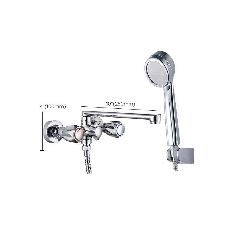 Contemporary Tub Faucet Trim Chrome Wall Mounted Swivel Spout with Handheld Shower